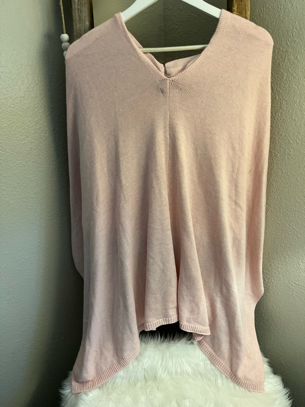 Light Pink Women's Poncho Shrug - Soft Draped Layer - Picture 4 of 5